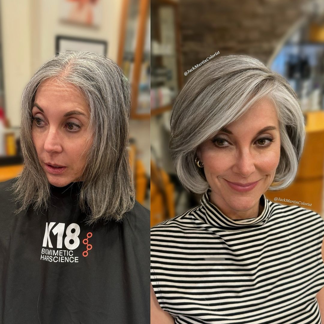 transformation de la coupe de cheveux pour les femmes de plus de 60 ans