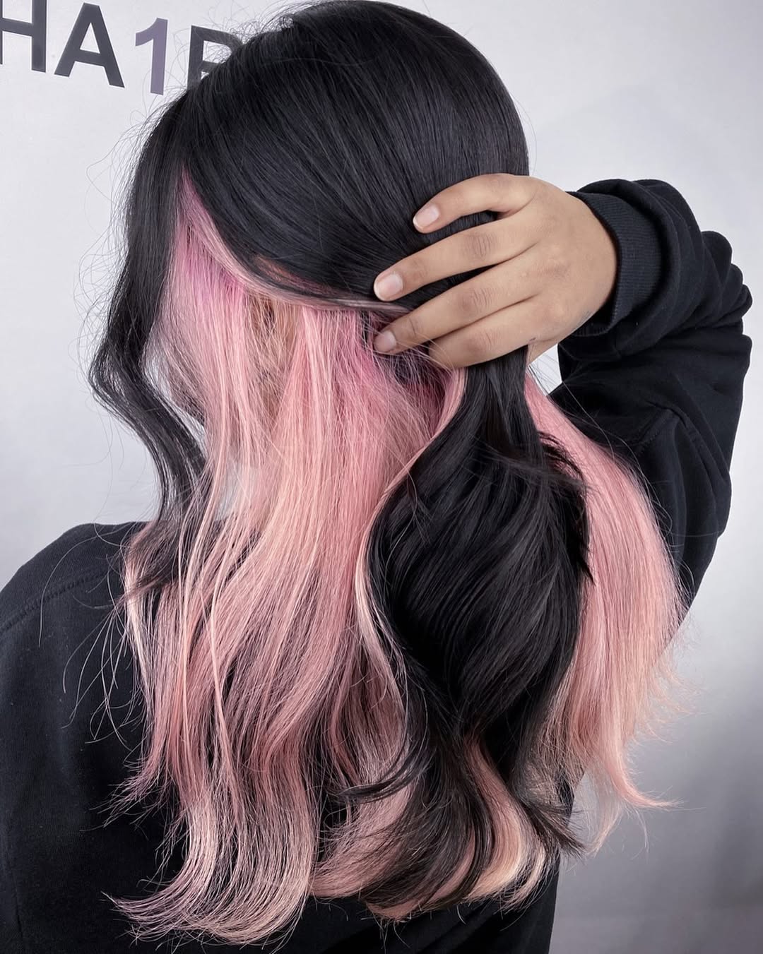 light pink peekaboo highlights