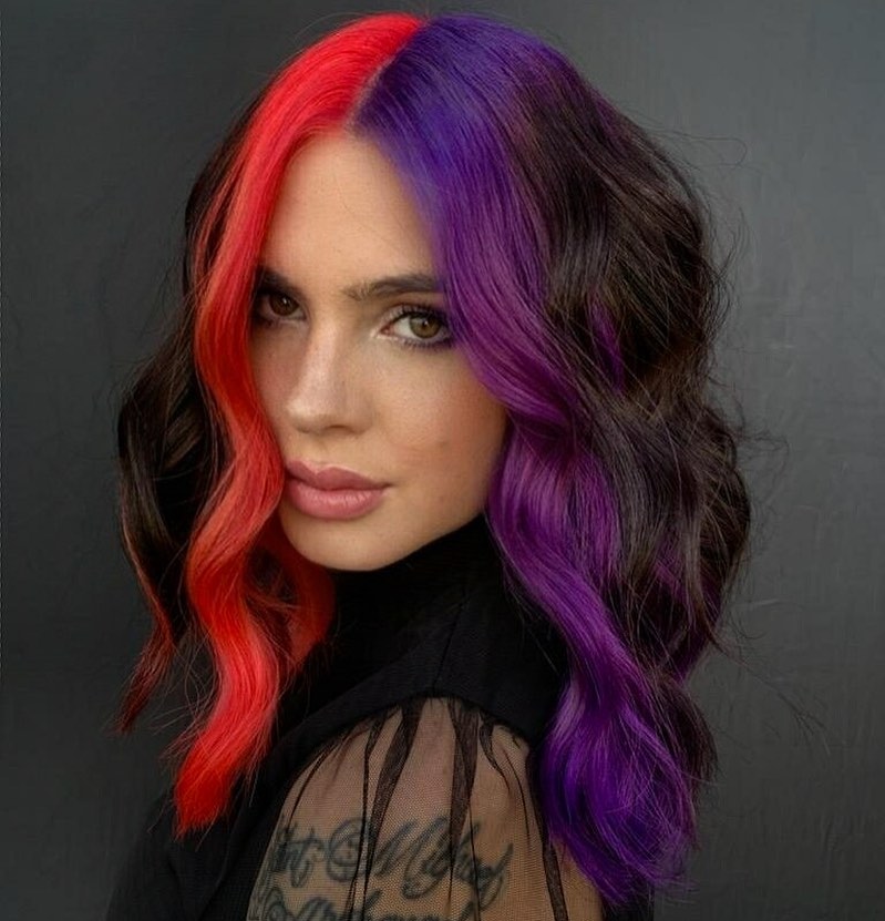 split dye color blocking hair