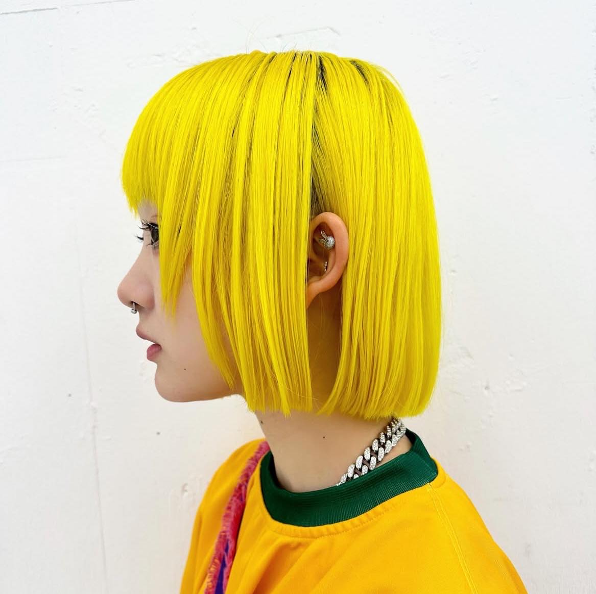 Yellow Bob With Bangs