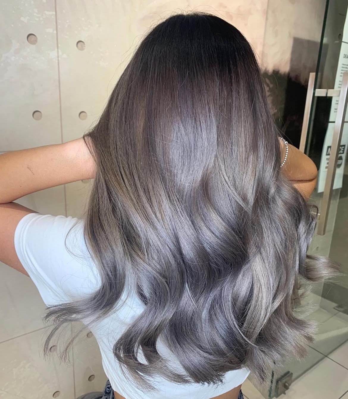 Balayage brun cendré fumé