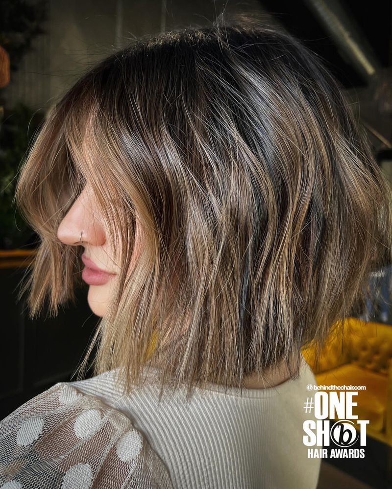 Ash Brown Bob with Highlights