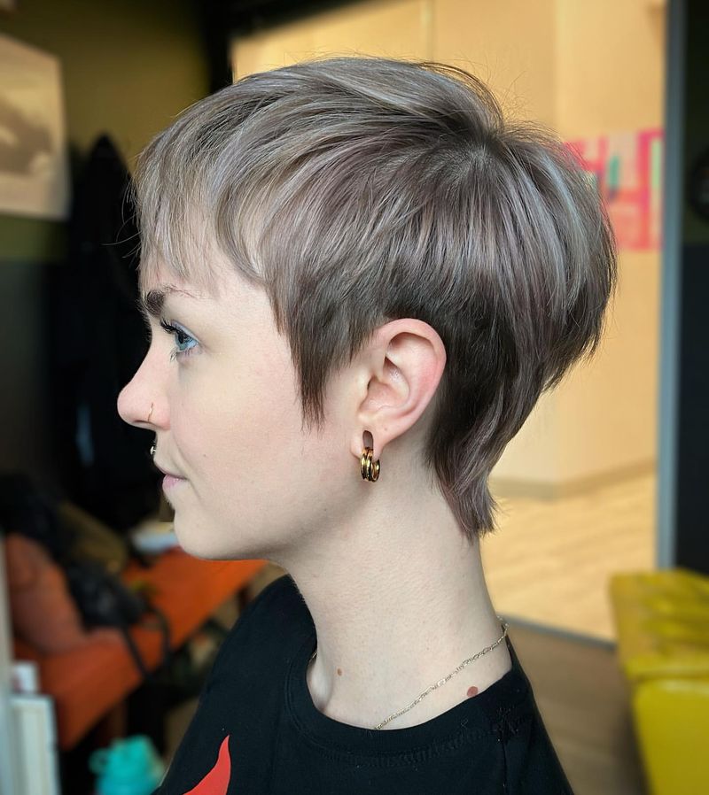 Ash Brown Pixie Cut