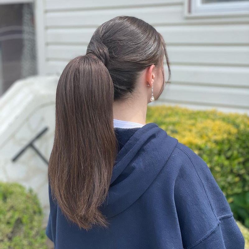 Ash Brown Sleek Ponytail