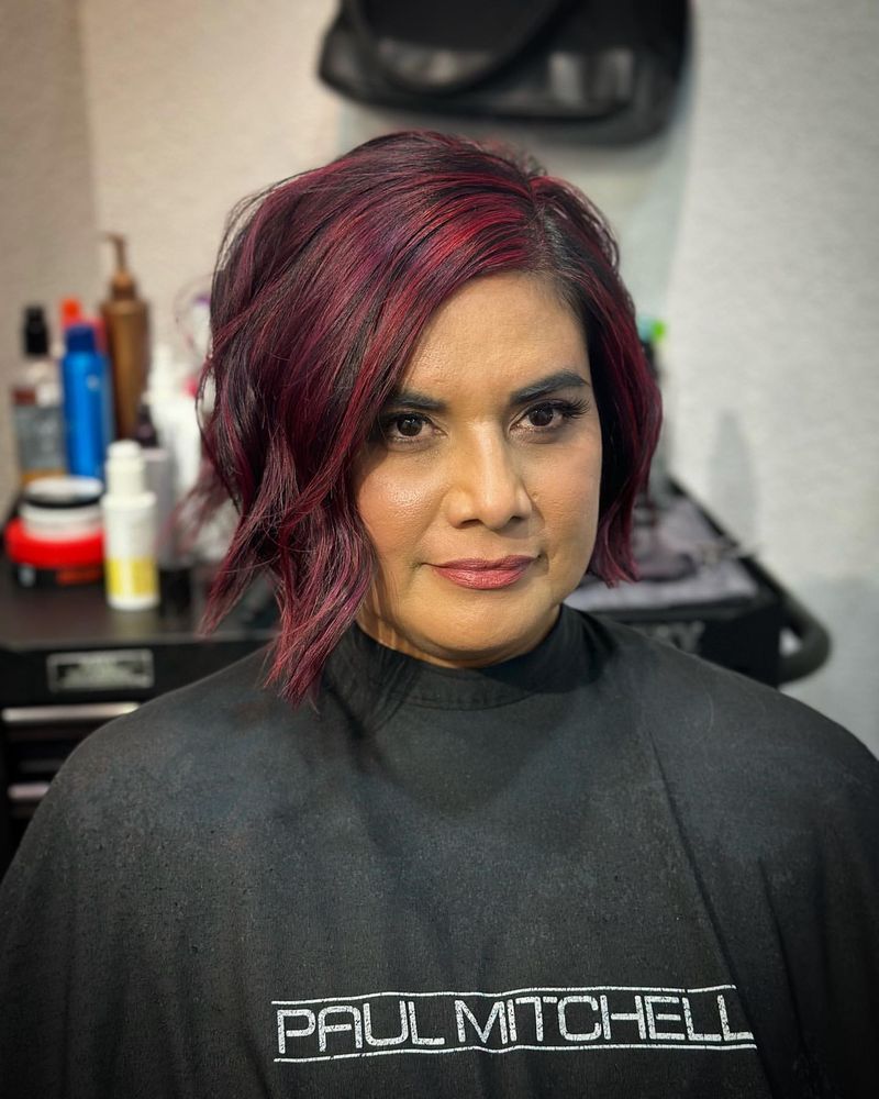 Asymmetrical Red Bob