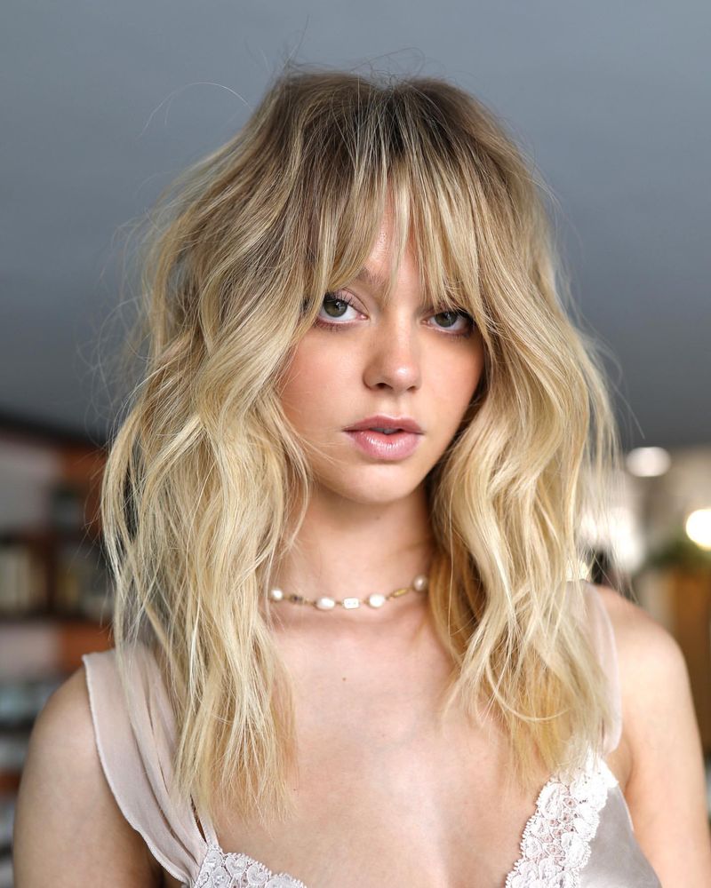 Blonde Highlights with Bangs