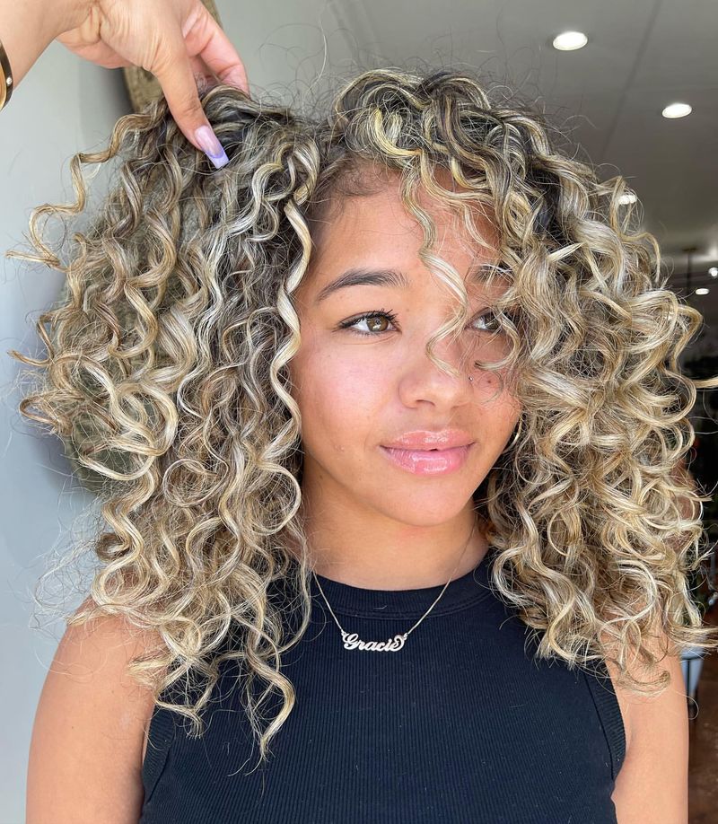 Blonde Tips on Curly Hair