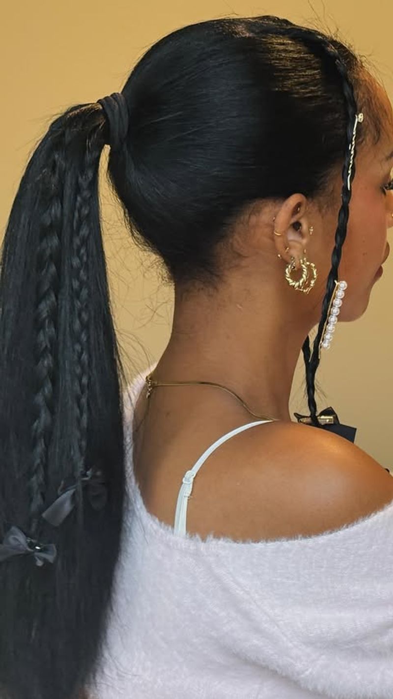 Braided Ponytail with Ribbon