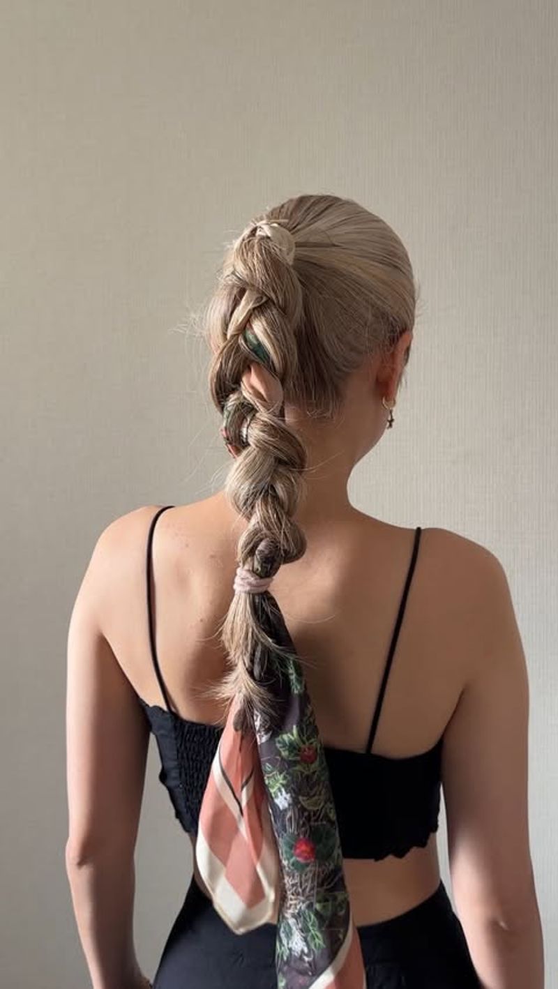 Braided Ponytail with Scarf