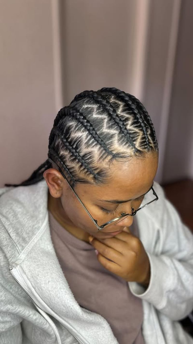 Cornrows met zigzagscheidingen