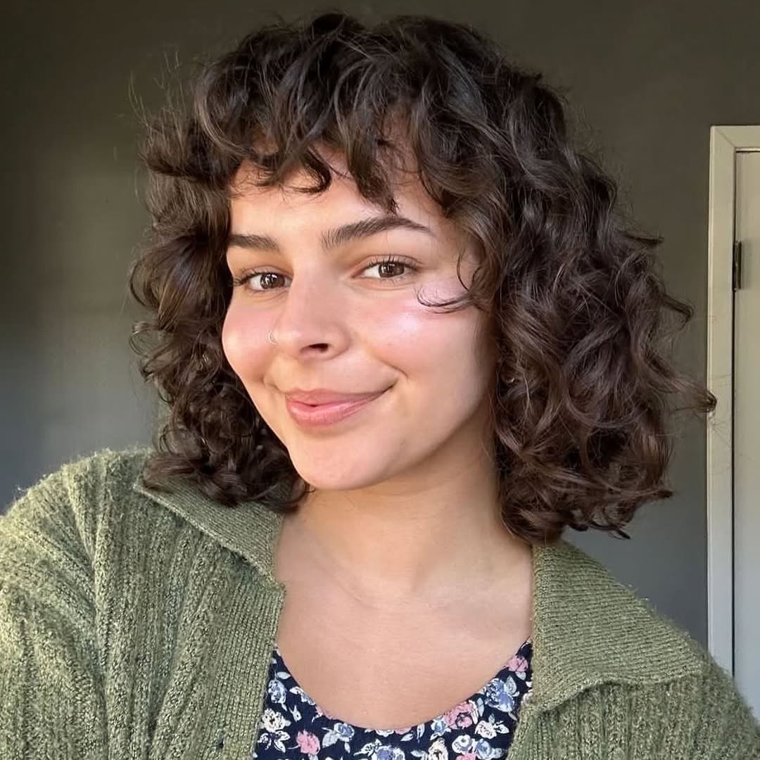 Curly Bob With Bangs