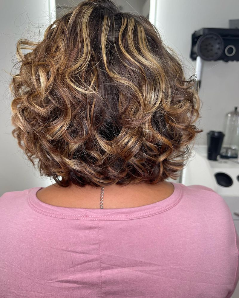 Curly Caramel Bob