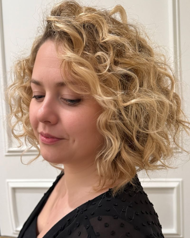 Curly Side Swept Bangs