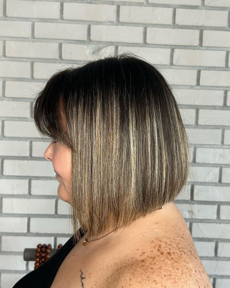 Curtain Bangs with Angled Bob