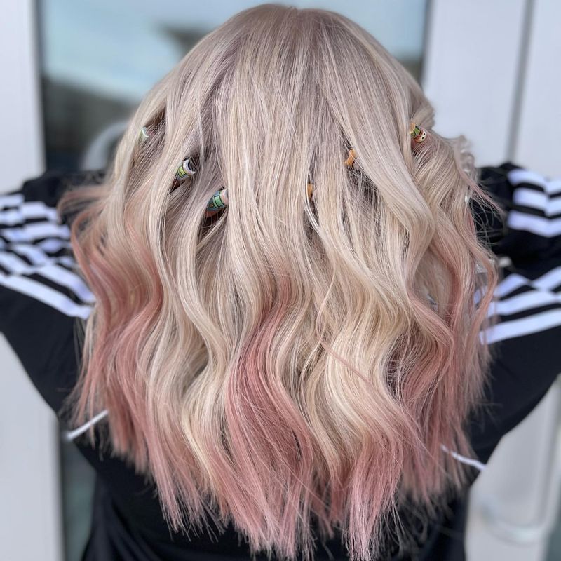 Dirty Blonde with Pastel Pink Tips