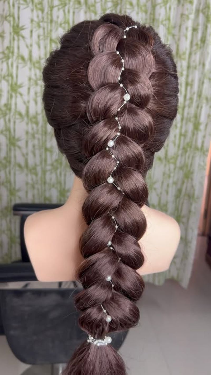 Tresse française avec perles