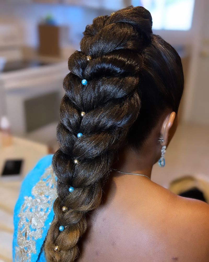 Tresse française avec perles