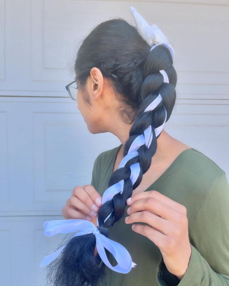 French Braid with Ribbon