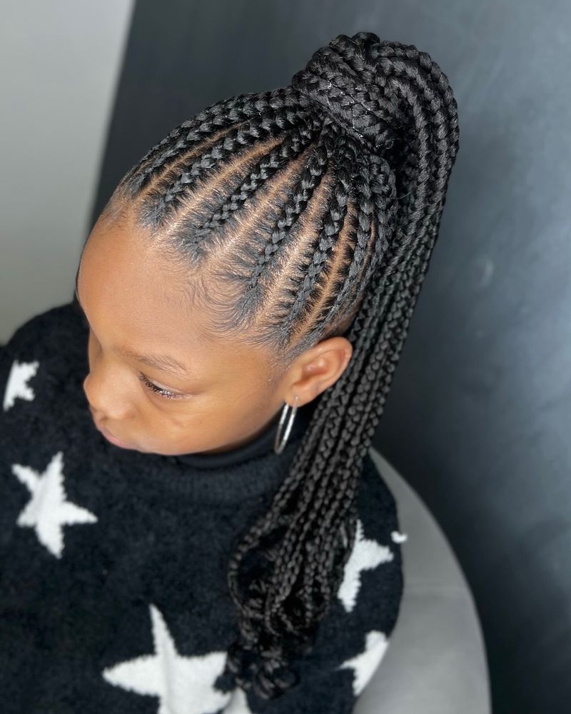 High Ponytail with Braids