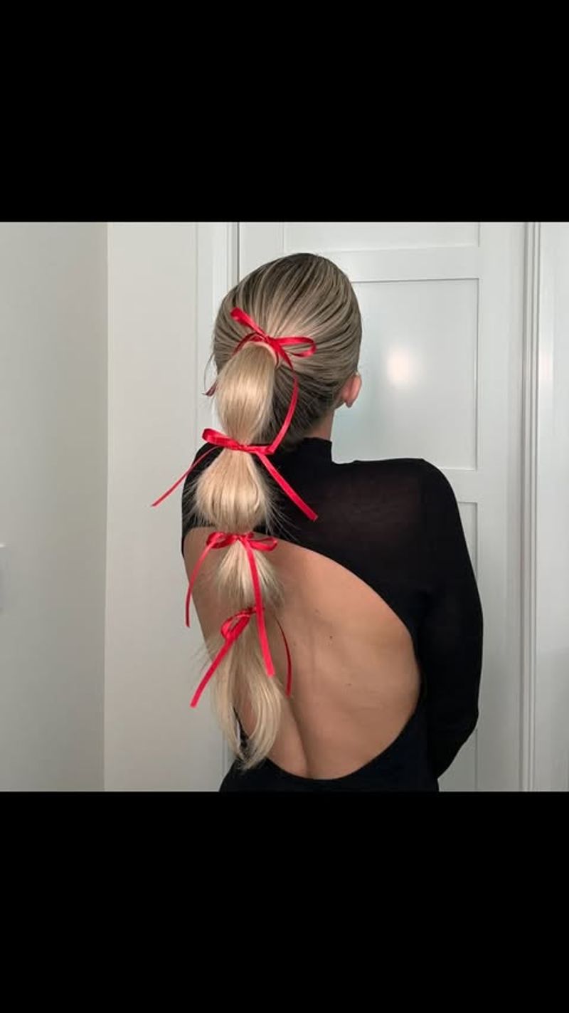 High Ponytail with Ribbon Weave