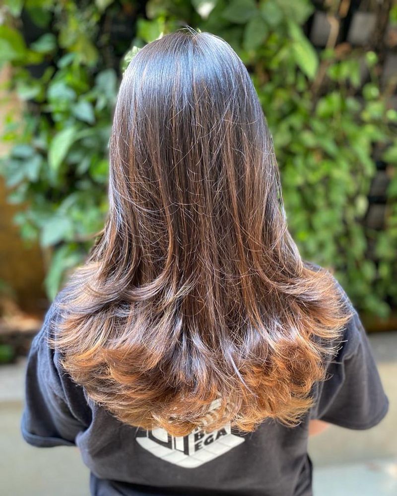 Corte a capas con puntas ombre