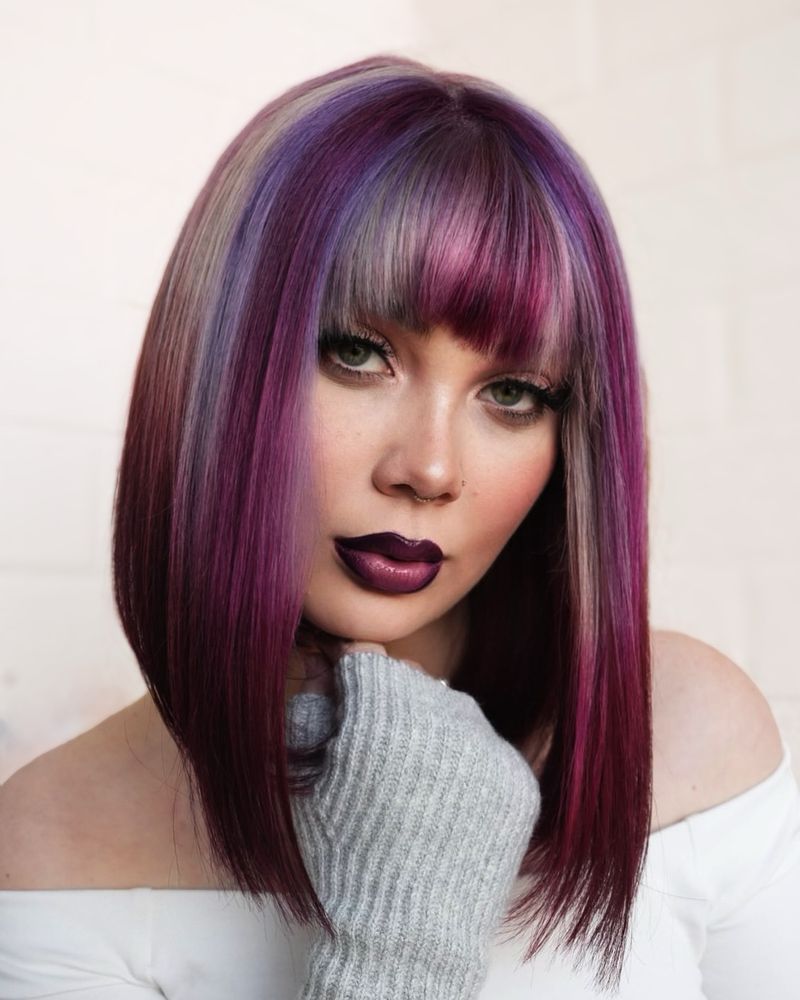 Frange violette avec lob