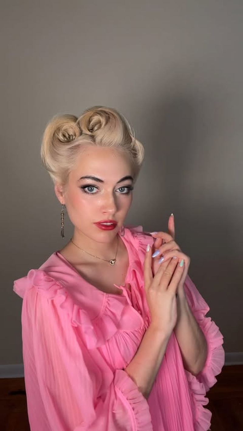 Retro Side-Swept Victory Rolls