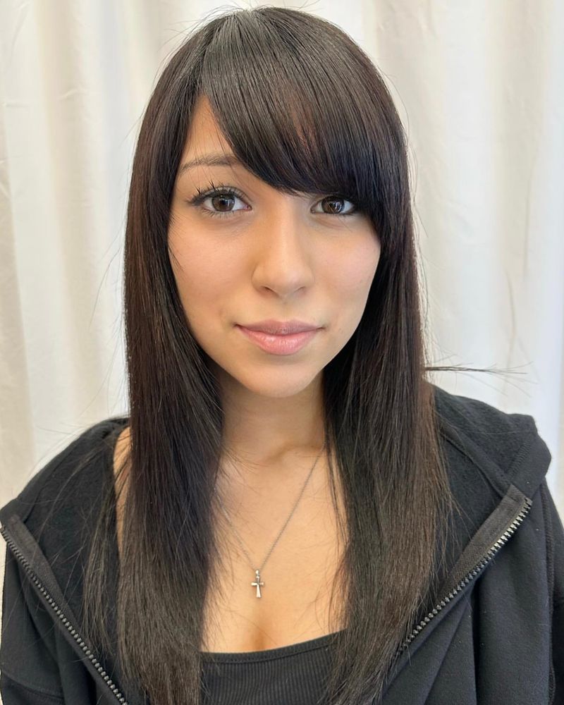 Side-Swept Bangs for Square Faces