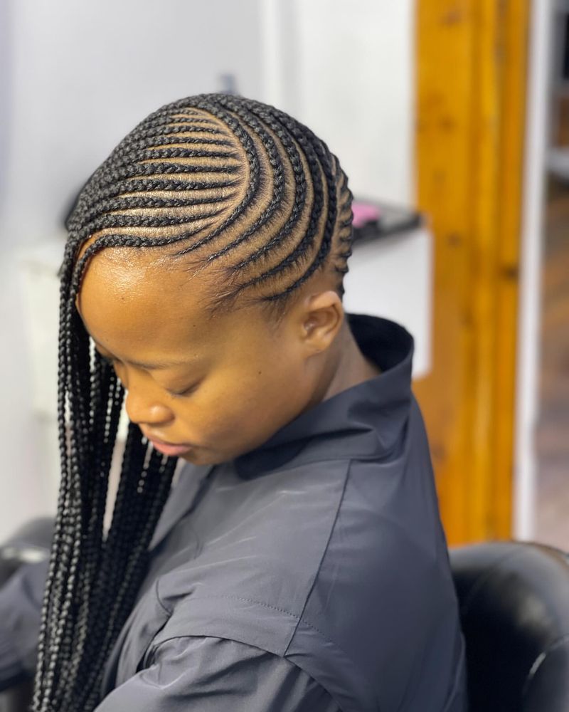 Side-Swept Cornrows