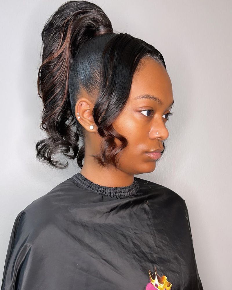 Sleek Ponytail with Bangs