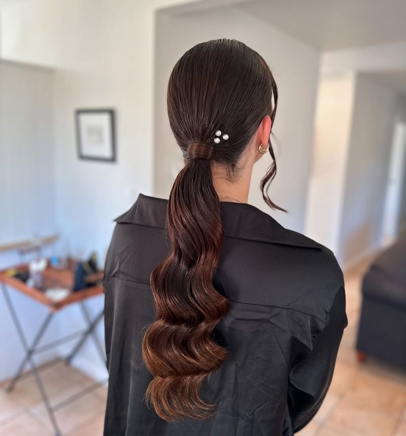 Sleek Ponytail with Pearl Accessories