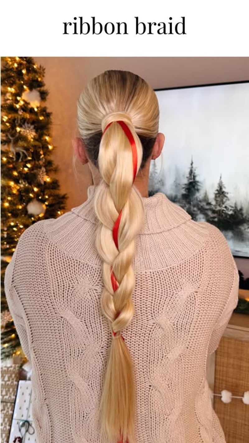 Sleek Ponytail with Ribbon Weave