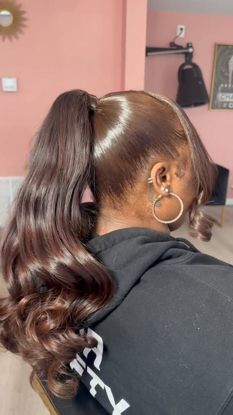 Sleek Ponytail with Wavy Ends