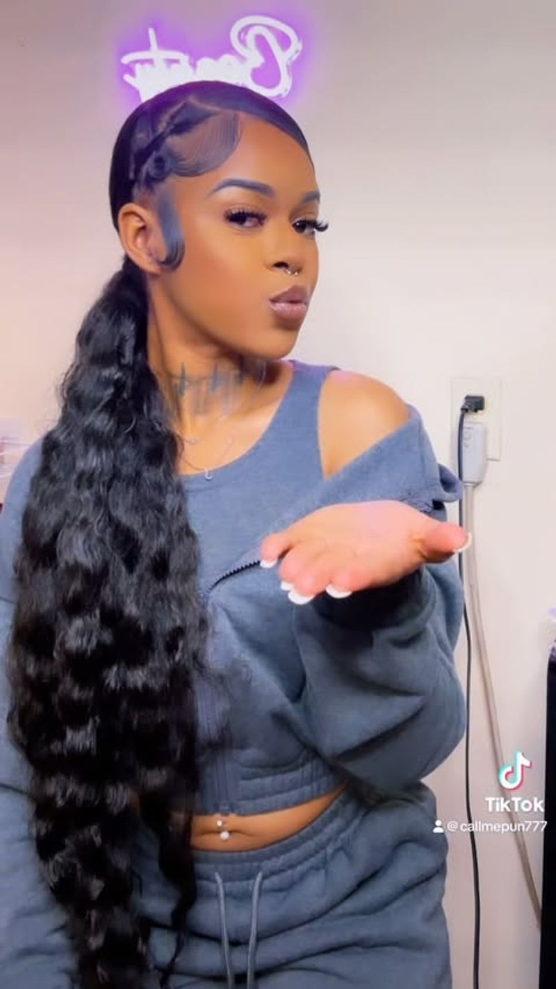 Swoop Ponytail with Curls