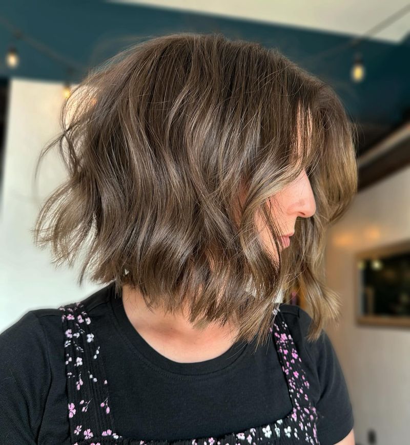 Textured Brunette Bob