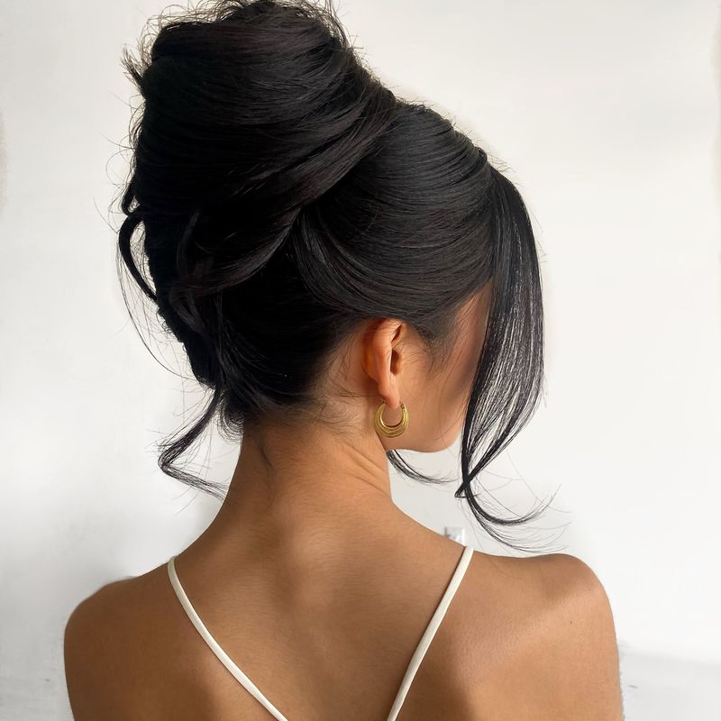 Twisted Updo with Side-swept Bangs