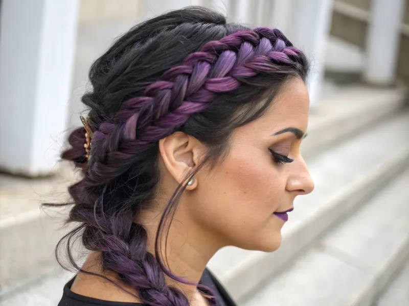 Tresse couronne violette