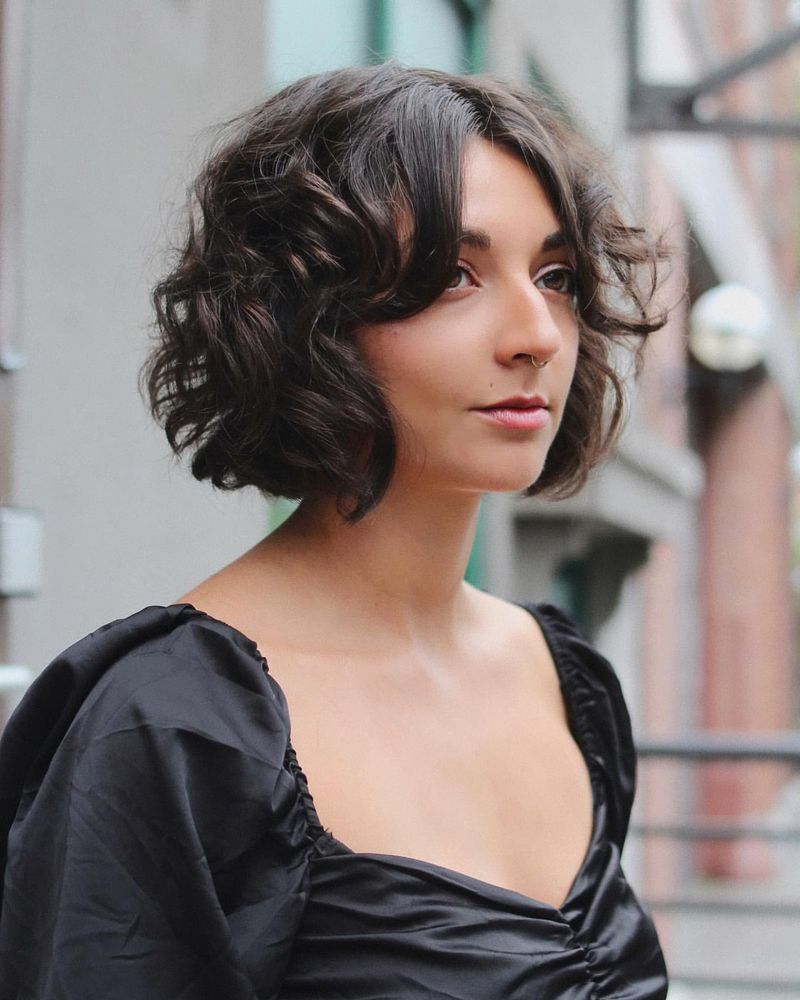 Wavy Bob with Curtain Bangs