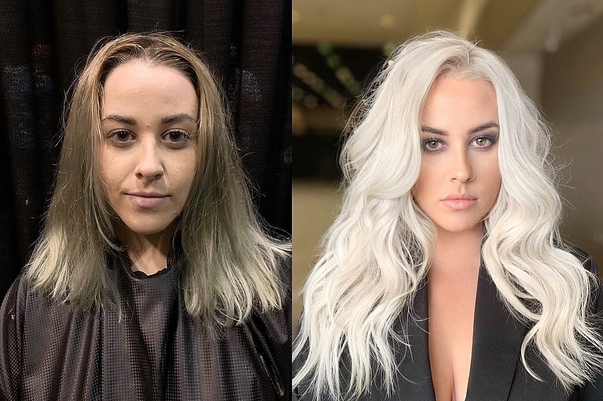 gray to bleached blonde