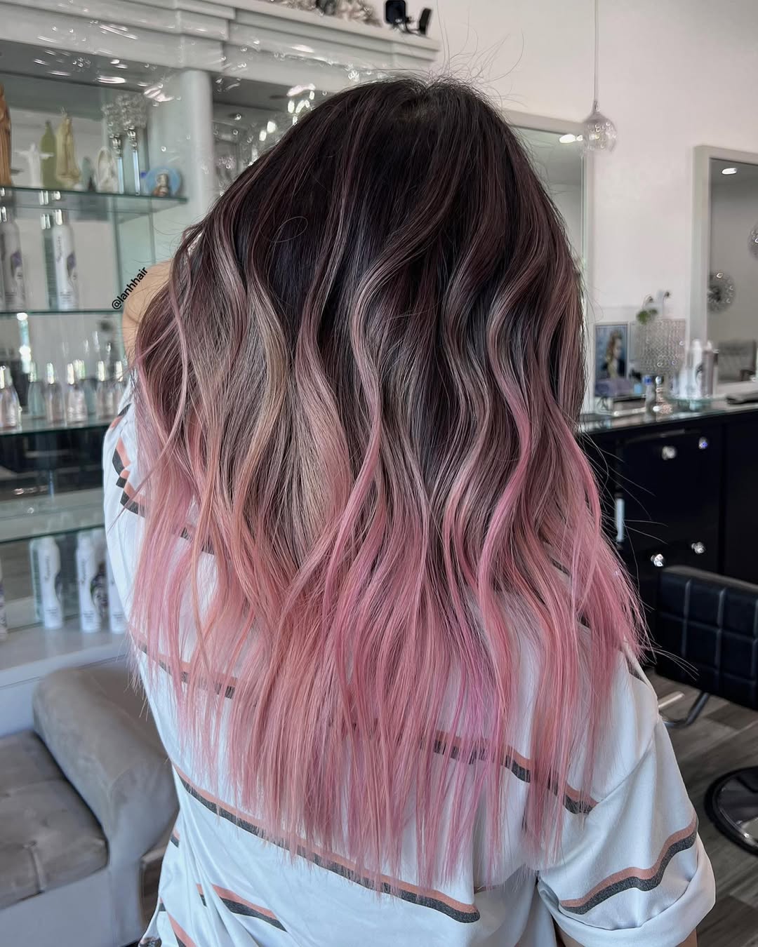 balayage rosa pastel