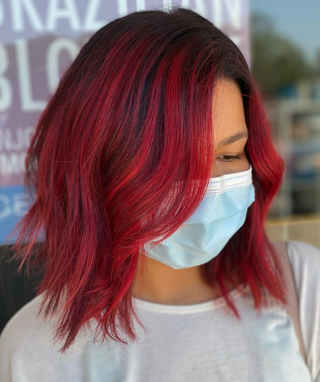 corte de pelo bob balayage rojo