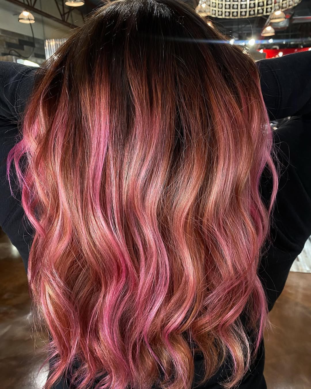 balayage rosa ouro rosa