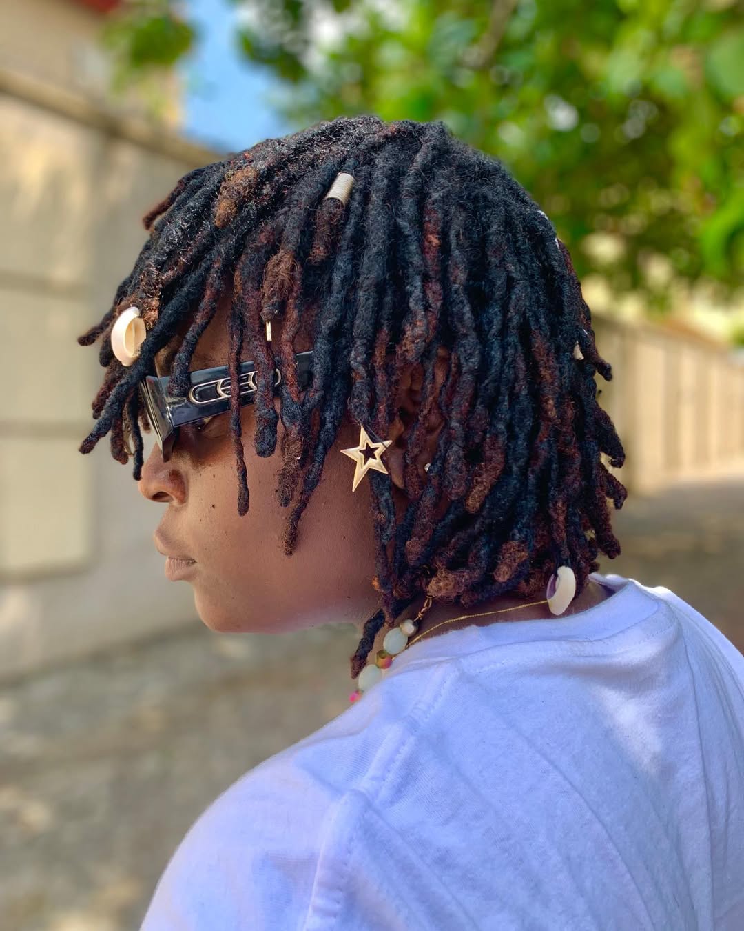 short locs with hair accessories