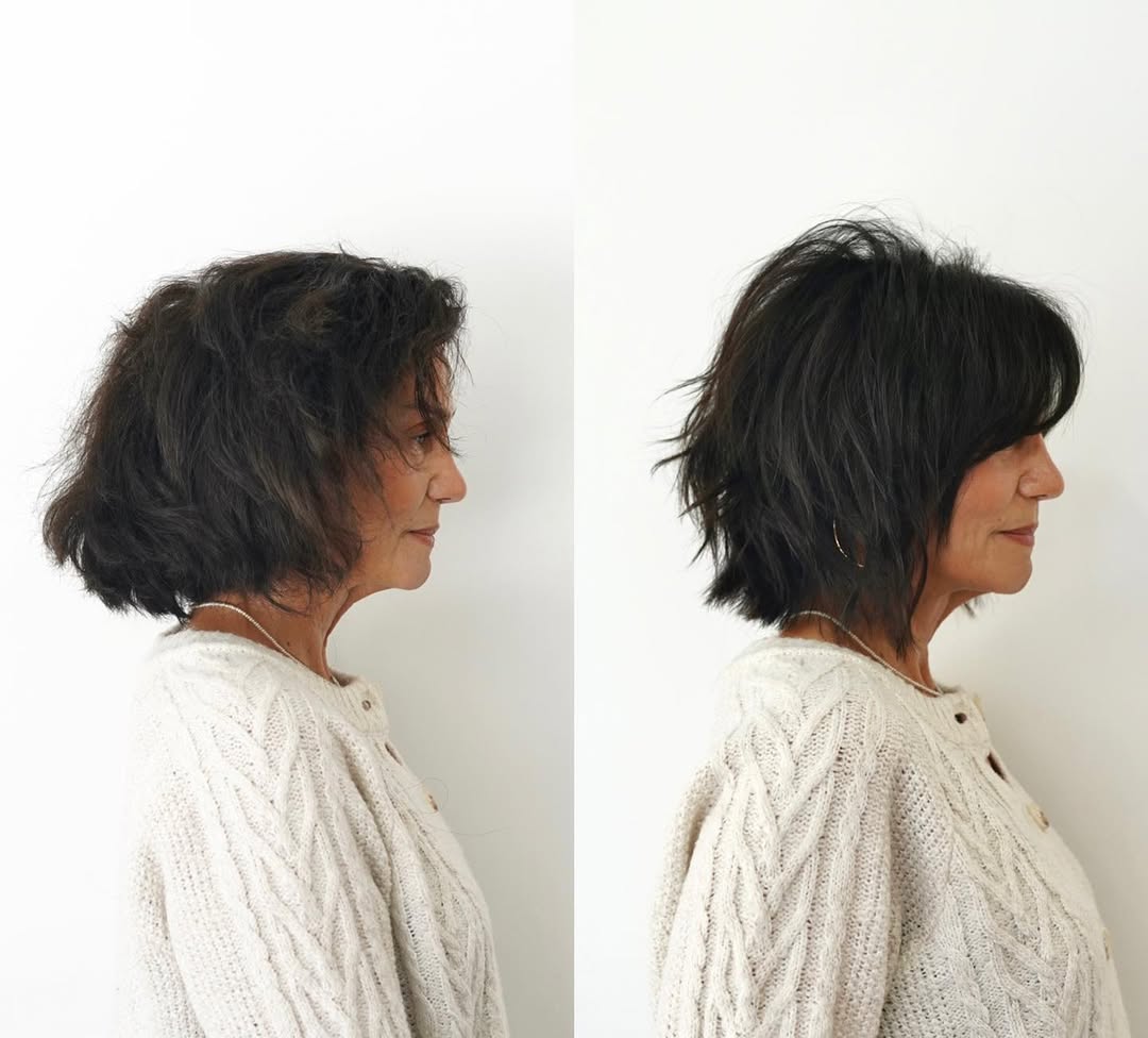 textured bob haircut transformation