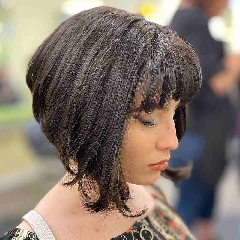 Angled Bob with Layered Bangs