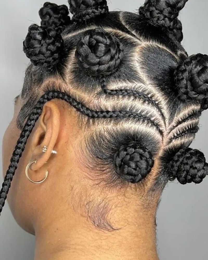 Bantu Knots with Artistic Design