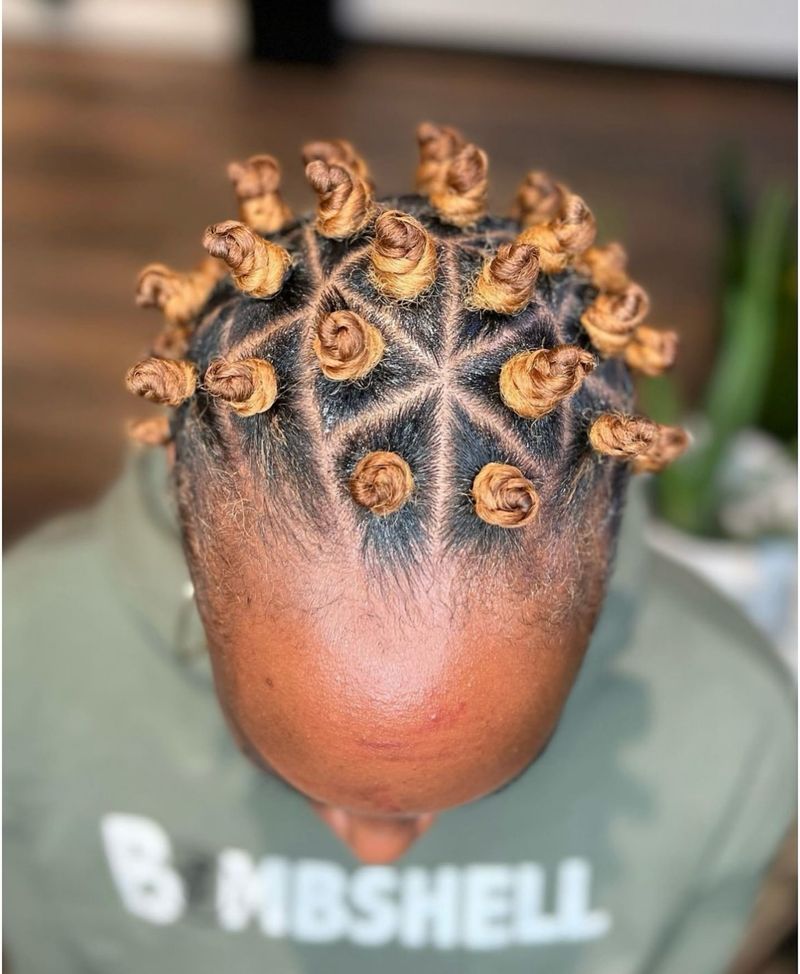 Bantu Knots with Color Highlights