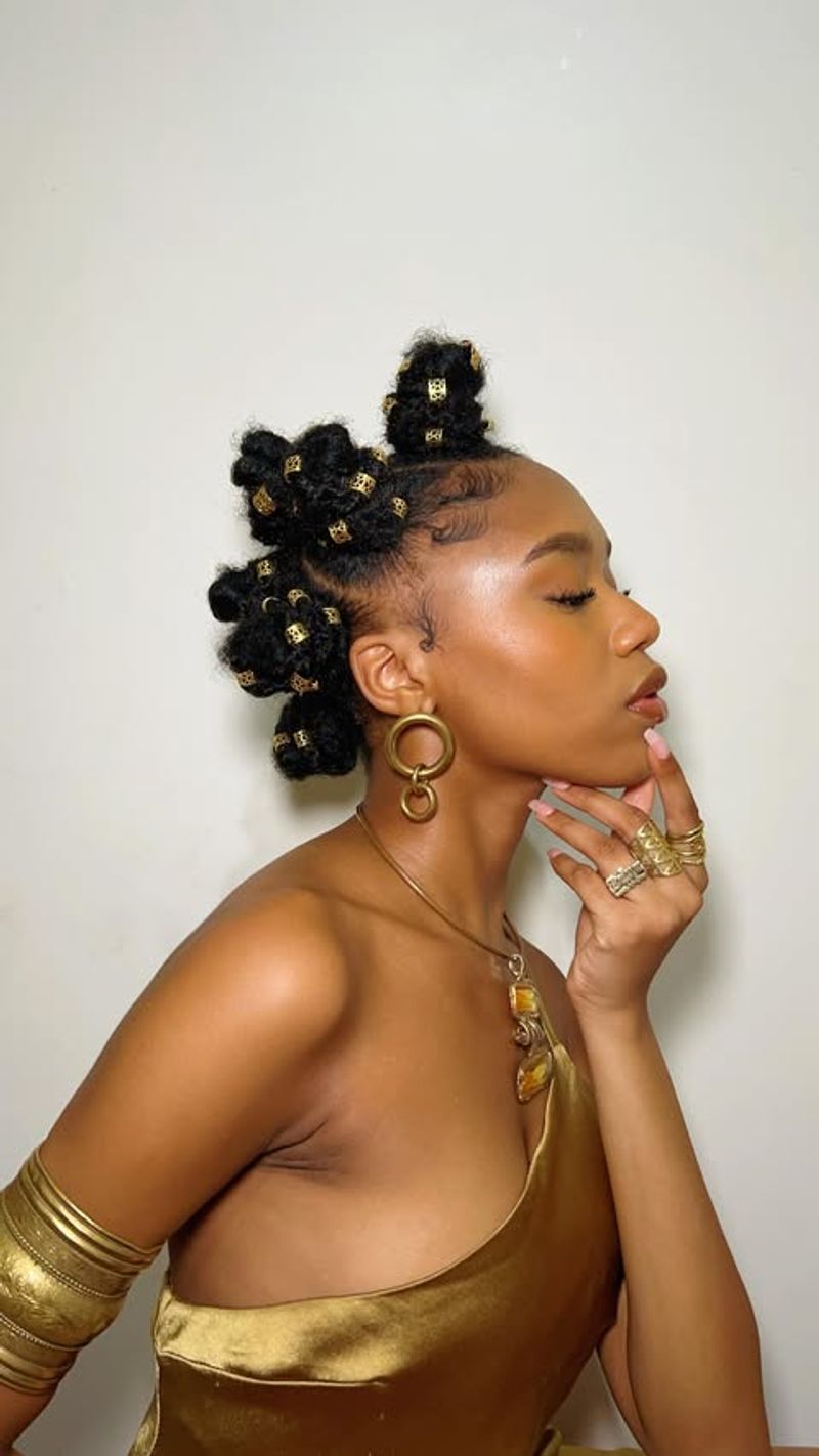 Bantu Knots with Gold Accents