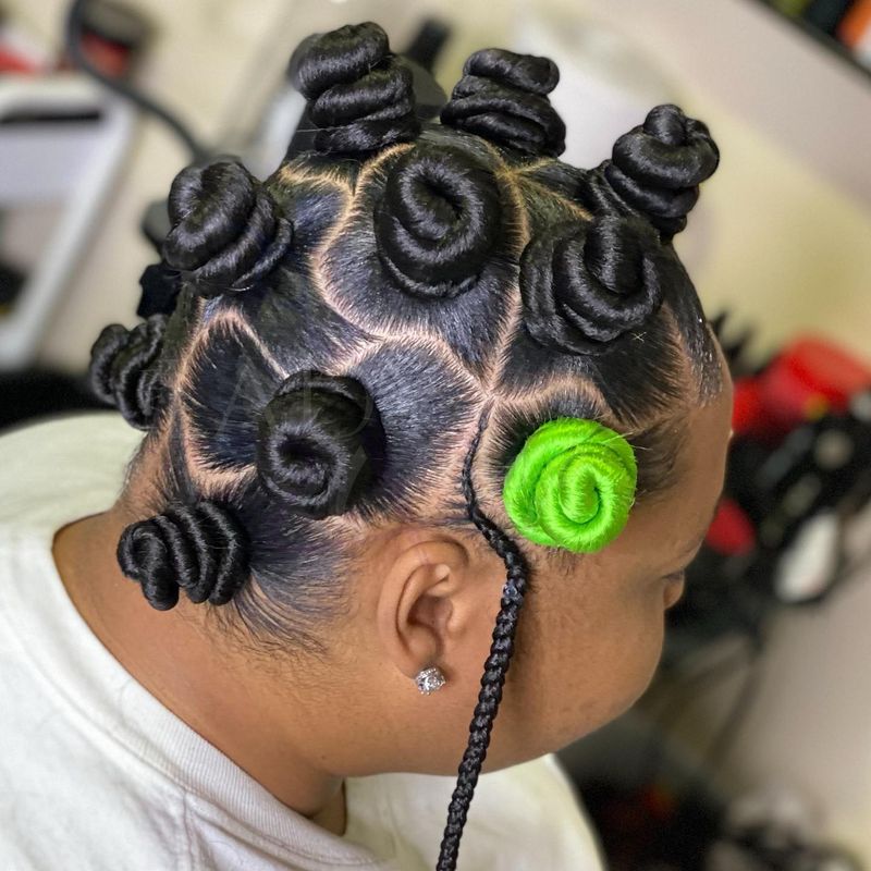 Bantu Knots with Neon Highlights