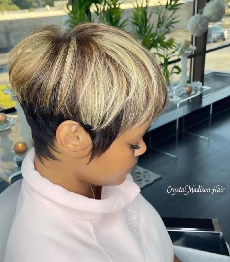 Gewaagde lange pixie met highlights